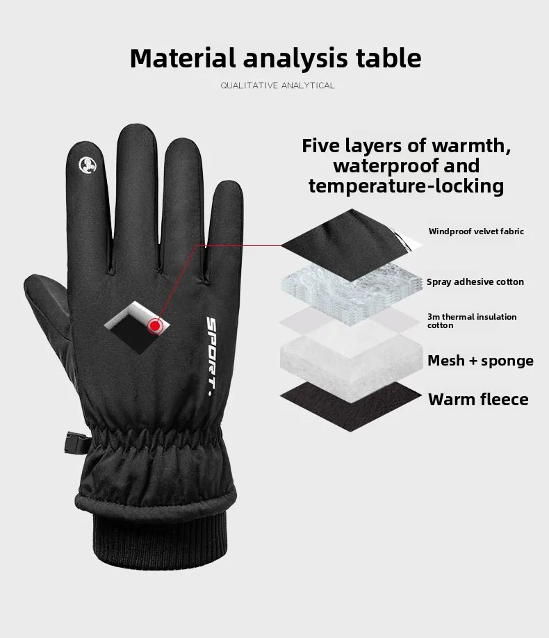 Guanti invernali termici impermeabili Touch Screen Guanti caldi in pile per ciclismo Corsa Moto Sci Sport all'aria aperta