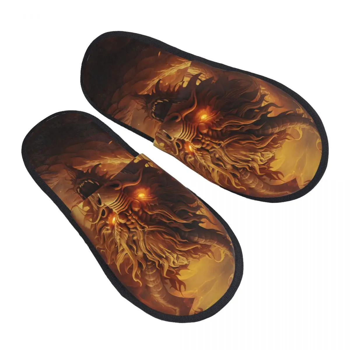 

Fur Slipper For Women Men Fashion Fluffy Winter Warm Slippers Majestic Dragon With Scales Fierce Eyes House Shoes
