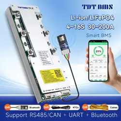 TDT Smart BMS LiFePo4 Liion 3S 4S 12V 7S 8S 24V 12S 13S 16S 48V 50A 100A 150A 200A  support Bluetooth RS485 RS232 CAN  & IOS app