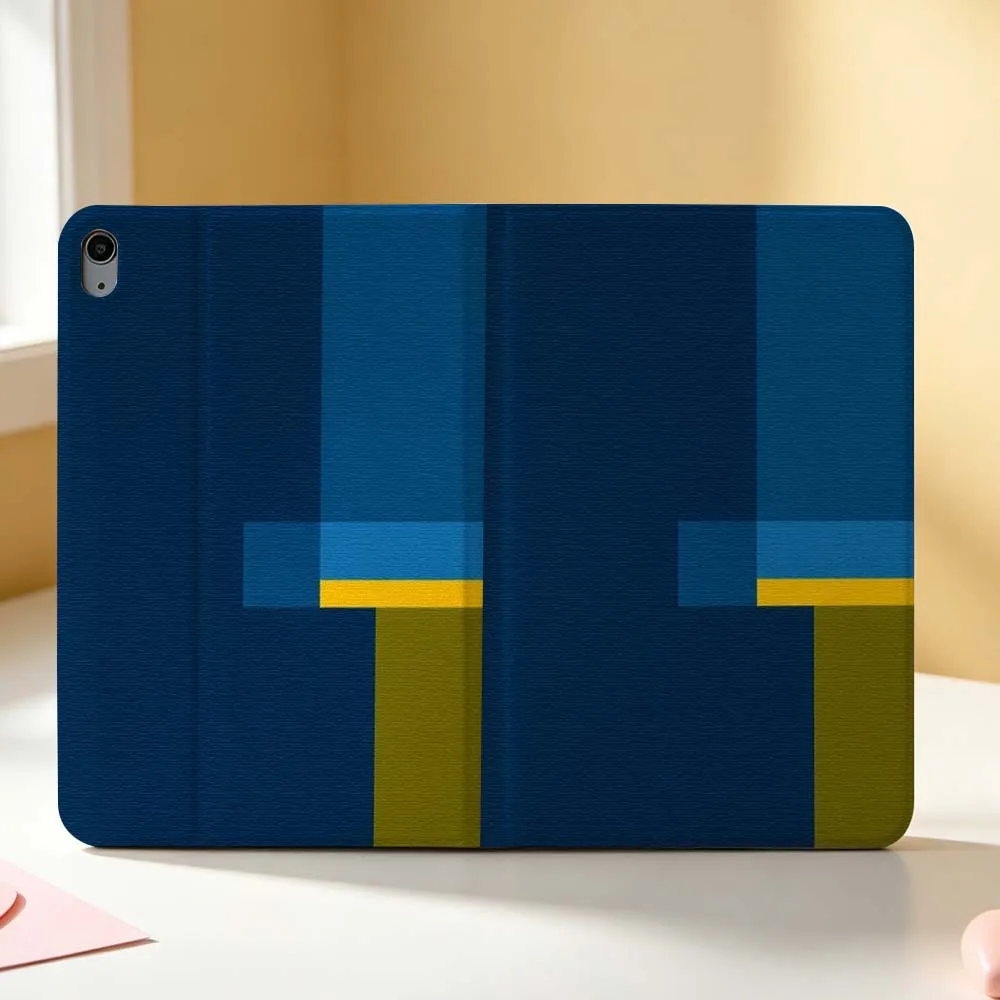 Abstract Blue Block For Apple iPad Pro Mini A16 A17 A14 4 5 6 7 6th 12th Gen 9.7 12.9 11 13 M4 inch Tablet Case Pen Tray