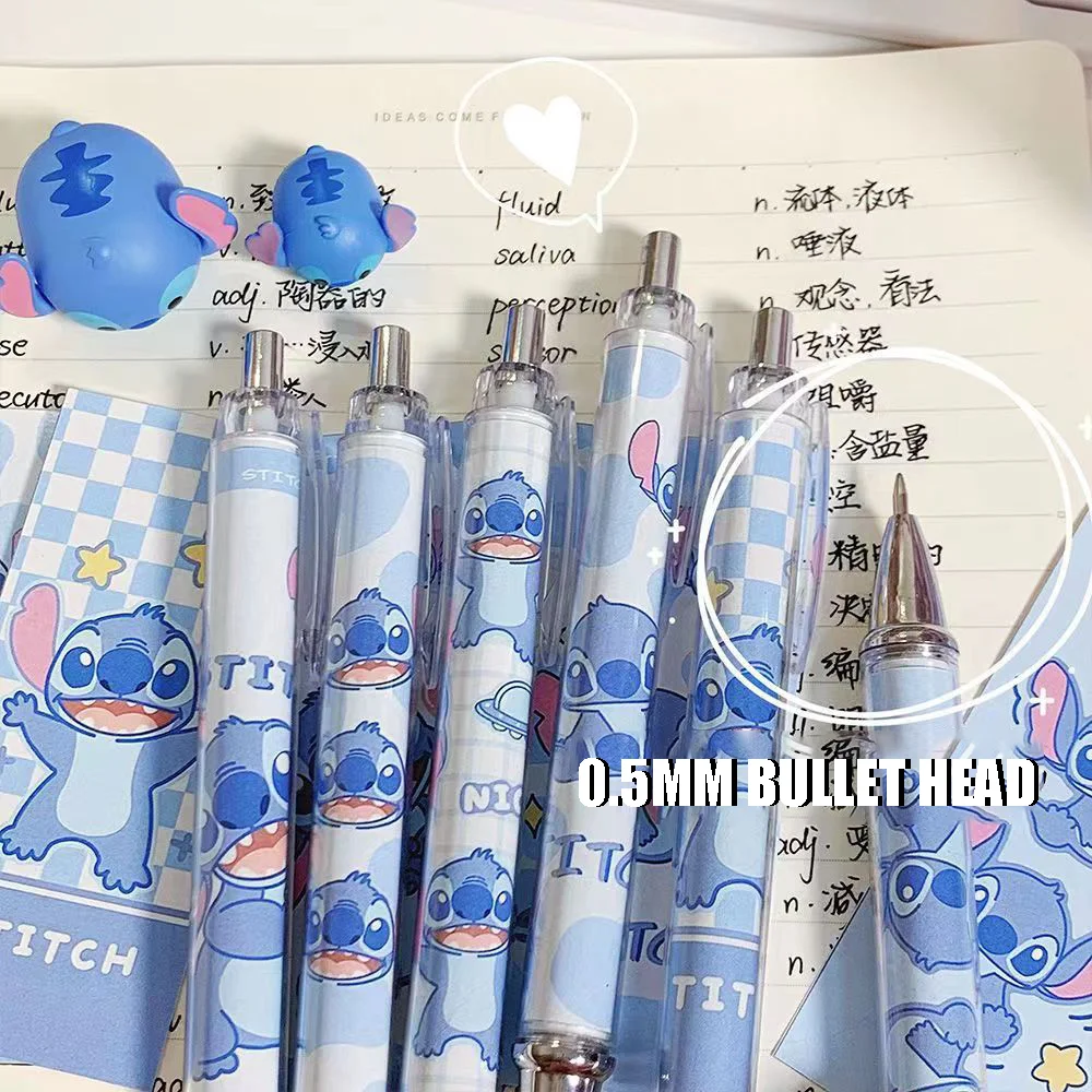 Stitch Blue Cute Student High Beauty Neutral Pen Exam Specific 0.5 Black Speed Drying Brush Back To School Gift Children's Gift