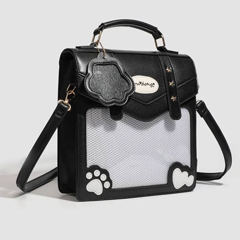 Dog Paw Love Star Itabag Backpacks Y2K English Transparent Crossbody Anime Badge High Capacity Backpacks Women's Handbag New