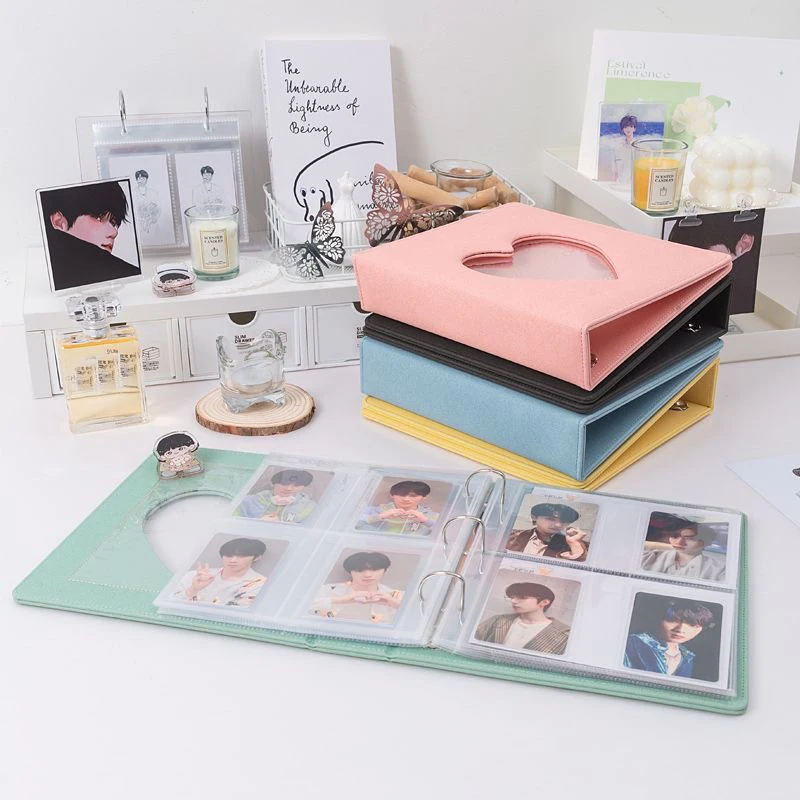 A5/A4 Binder Heart Kpop Photocard Macaron Holder Book PU Leather Photo Album Love Cute Photo Card Korean Idol Album Refill Pages