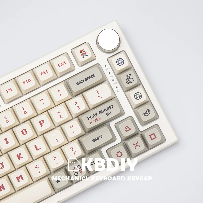 KBDiy-Tapa de tecla de perfil XDA para ordenador familiar, 143 teclas para teclado mecánico, PBT personalizado, 61, 60, juego de teclas de Anime Retro blanco