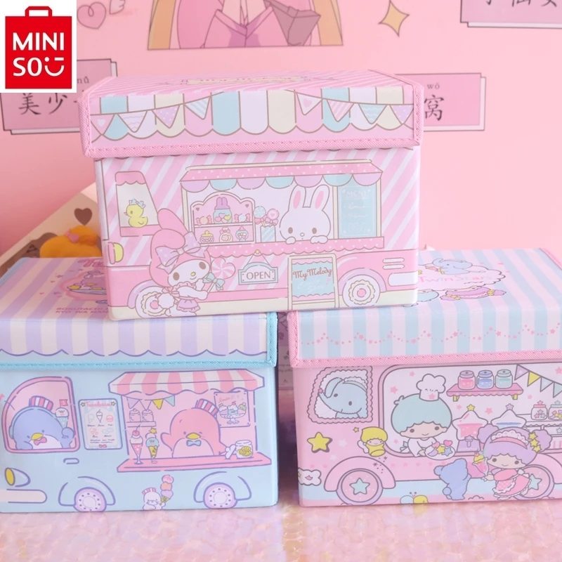 

MINISO helloKitty Student Dormitory Summary Plunge Basket Folding Box Women's Sweet and Adorable Multi functional Storage Bag