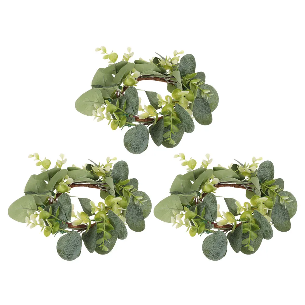 

3 Pcs Artificial Garland Wreath Eucalyptus Leaves Green Farmhouse Door Flower Plastic Wreaths Leaf Office
