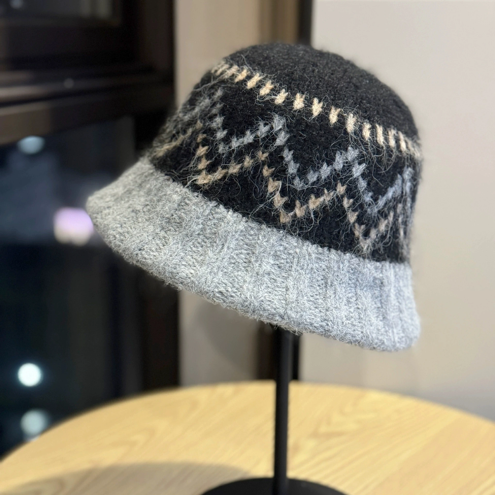 Neue Gestrickte Fischer Hut für Frauen Winter Warme Mütze Fair Isle Stil Koreanische Ohr-Schutz Woolen Hut Große Kopfumfang – Detail 5