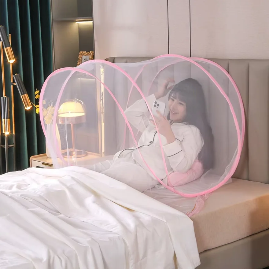 Mosquito Net for Trips Folding Anti Mosquito Insect Net for Head Sleeping Portable Single Mosquito Net for Bed Summer