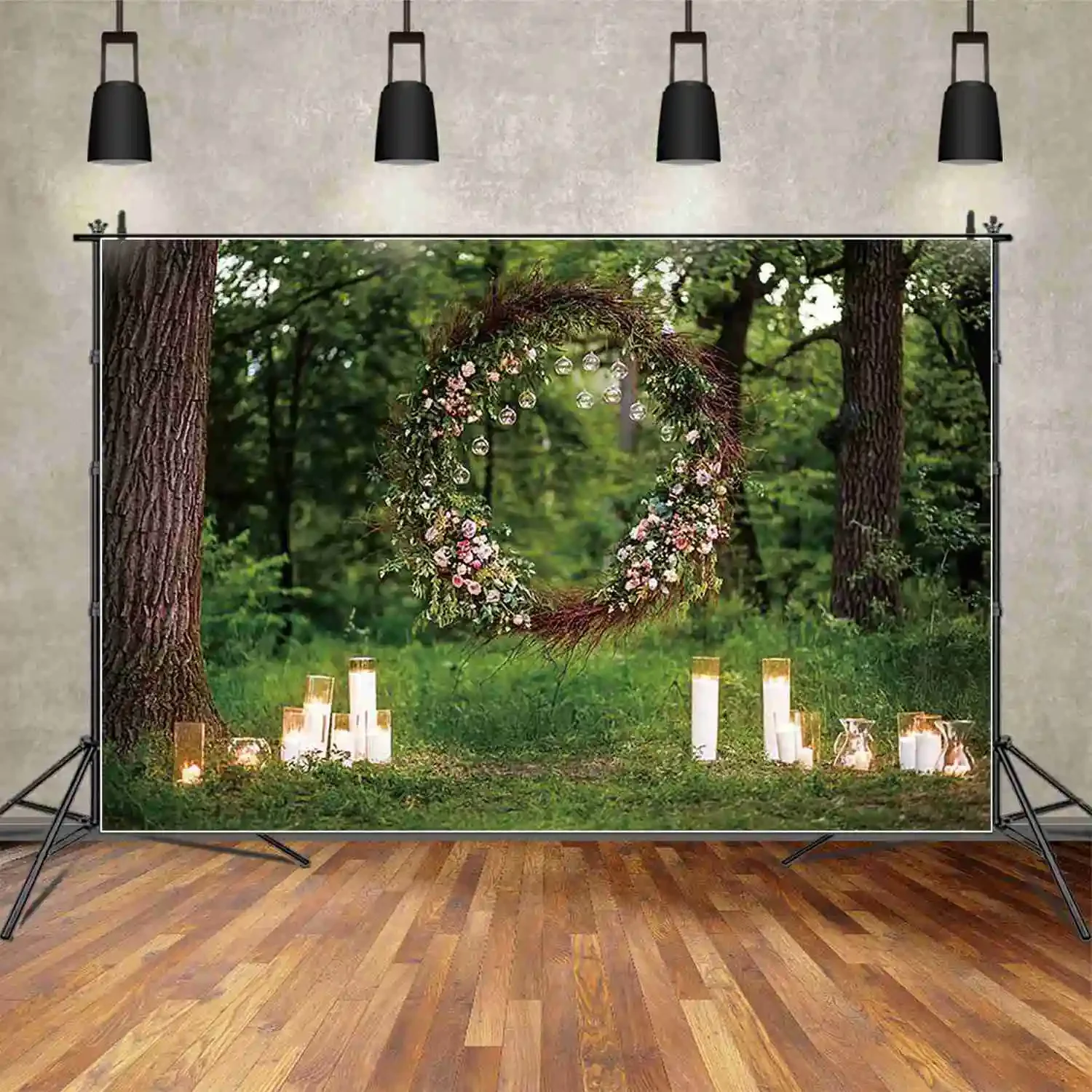 MOON.QG Wedding Party Photography Backdrop Outdoor Flower Arch Photocall Background Children Studio Photobooth Accessories