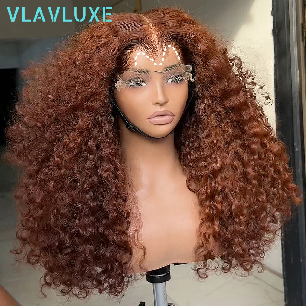

Reddish Brown Deep Curly Lagos Hairline HD Lace Frontal Wig 400 Density 13x6 HD Lace 16-42 Inch Brown Curly 100% Human Hair Wigs