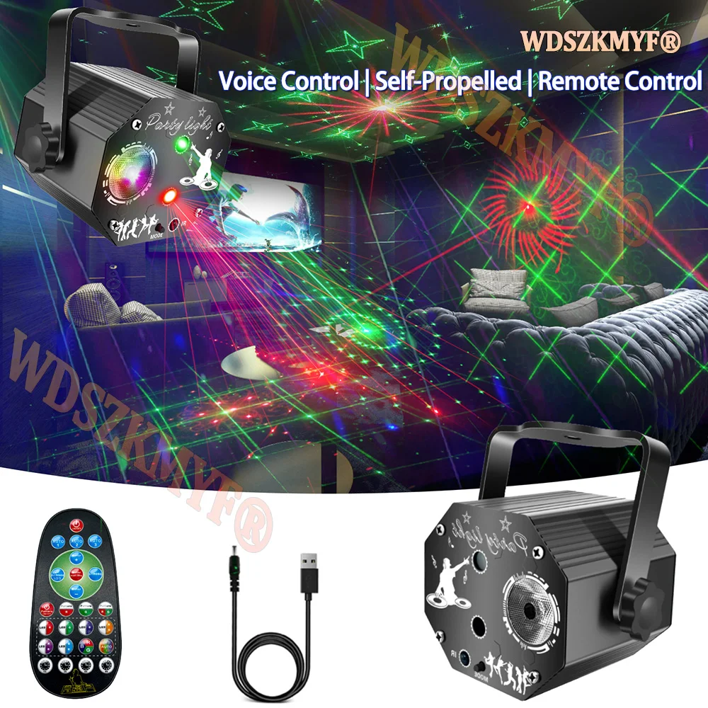 

2025 NEW Stage DJ Disco Party Laser Projector Voice Control Red Green Blue Strobe Lights Club Family Holiday Christmas Lights