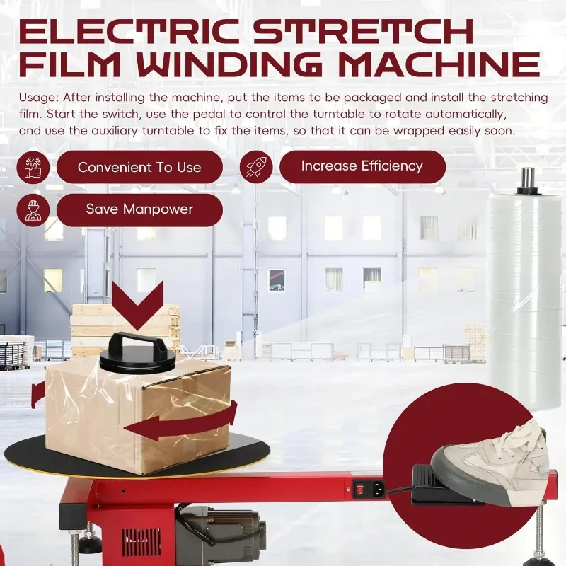 110V Electric Semi-Automatic Stretch Film Wrapper Industrial Strength Dispenser U.S. Plug for Films Less than 27.5