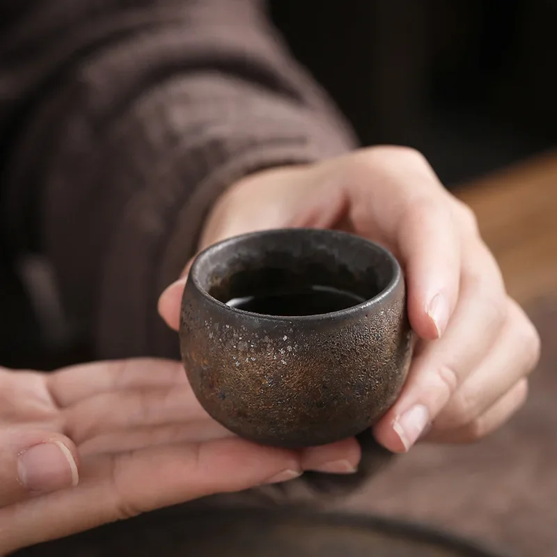 Japanese Style Cup Single Cup Tea Appreciation Cup Retro Japanese Style Stoneware Kung Fu Small Tea Cup Ceramic Teacup Mug Bowl