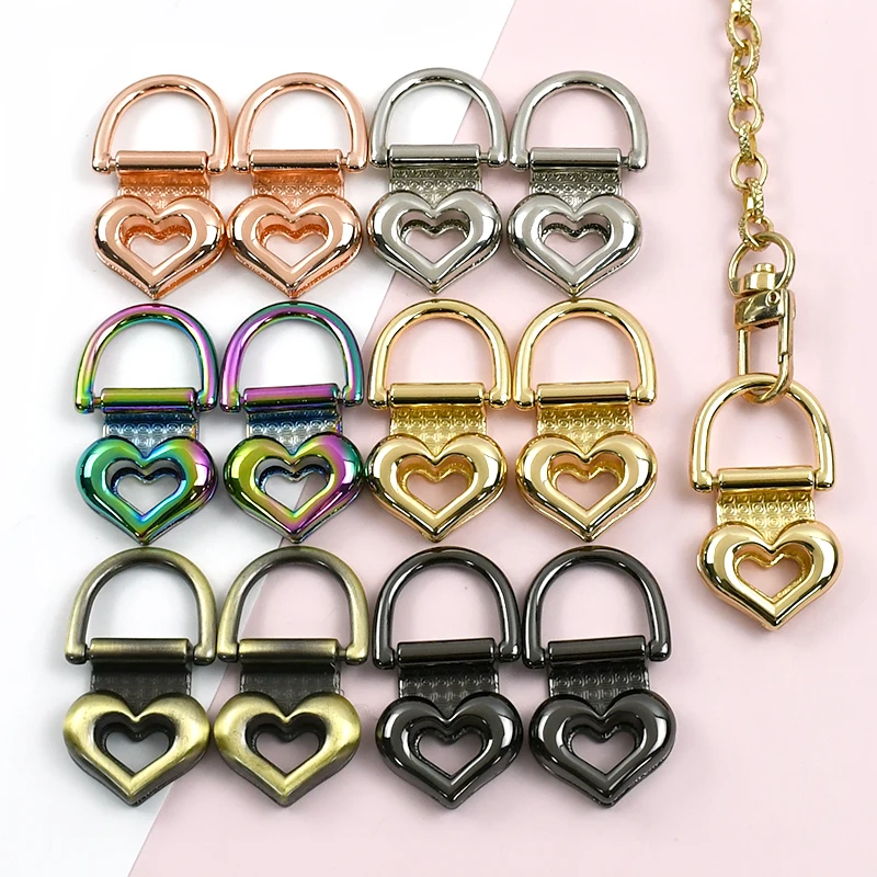 

2/4Pcs 19mm Metal Buckles for Bag Strap Connector Clasp Handbag Side Clip Buckle Dog Collar Heart D Ring Hook Sewing Accessories
