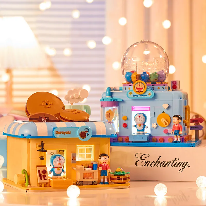 Belotti Building Blocks Doraemon Series Causeway Burner Assembly Dingdang Cat Toys Male and Female Series Birthday Gifts