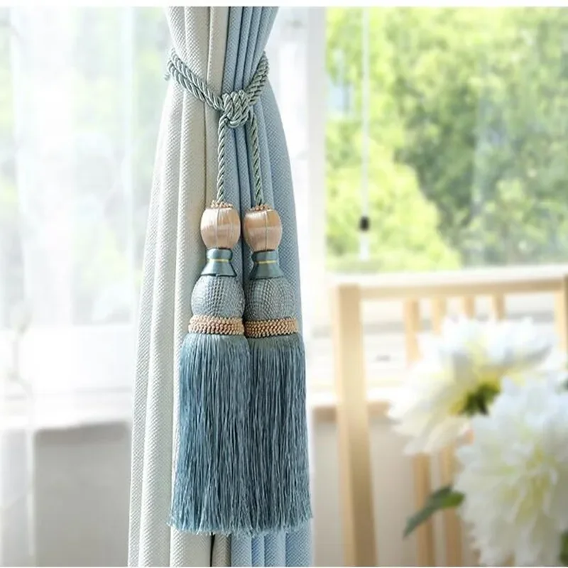 1PC Curtain Rope Tassels Tiebacks Tennis Ball Curtain Holder Hanging Belts Ropes Clips Fastener Tieback Curtains Accessories