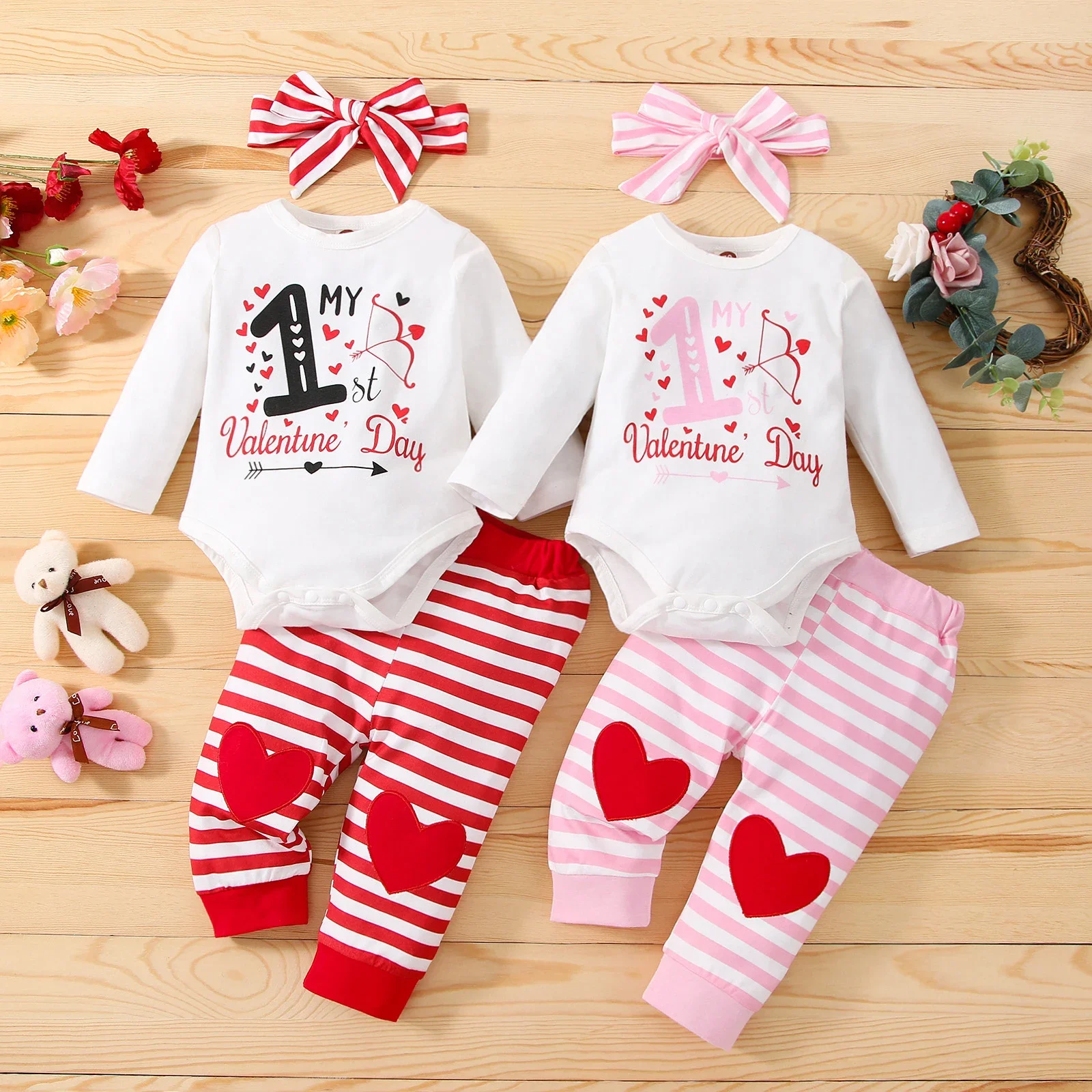 

Lioraitiin 0-18M Newborn Infant Baby Girl 2Pcs Valentine's Day Clothing Set Long Sleeve Letter Printed Top Shirt Long Pants