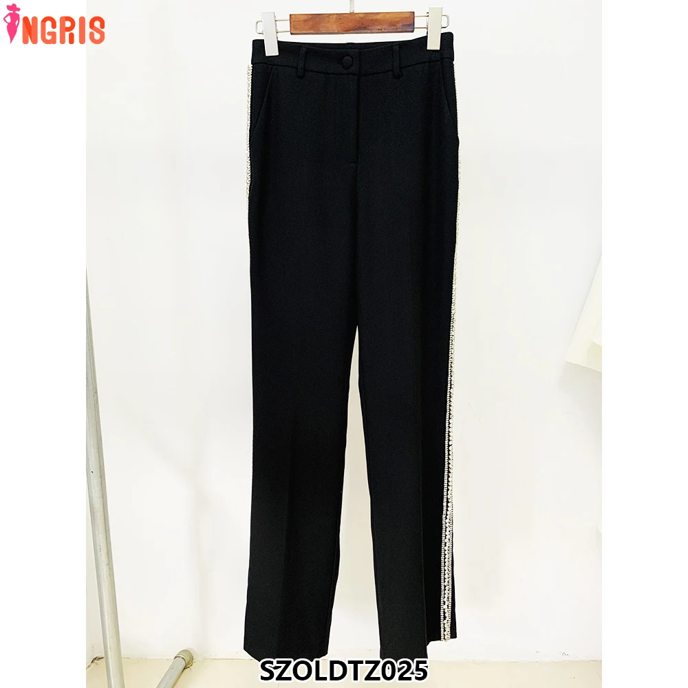 

2025 Fashion New Diamond Beaded Double Breasted Slim Fit Suit Jacket and Diamond Beaded Pants-SZOLDTZ025