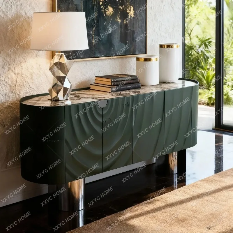 XX light luxury green dining side cabinet,  entry porch cabinet, locker, ripple series wave-shaped decorative cabinet