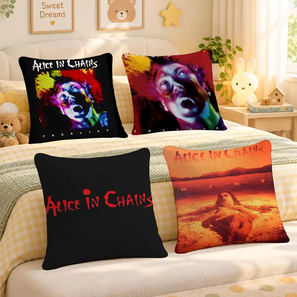 Band Alice In Chains Grunge Rock Decor Cushion Cover Personalized Decorative Living Room Home Sofa Bedroom Office Car Decor