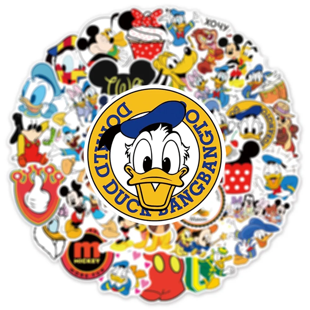 

10/30/50pcs Mickey Mouse and Donald Duck Cartoon Stickers DIY Scrapbooking Water Bottle Fridge Laptop Kid DIY Toy Sticker Packs