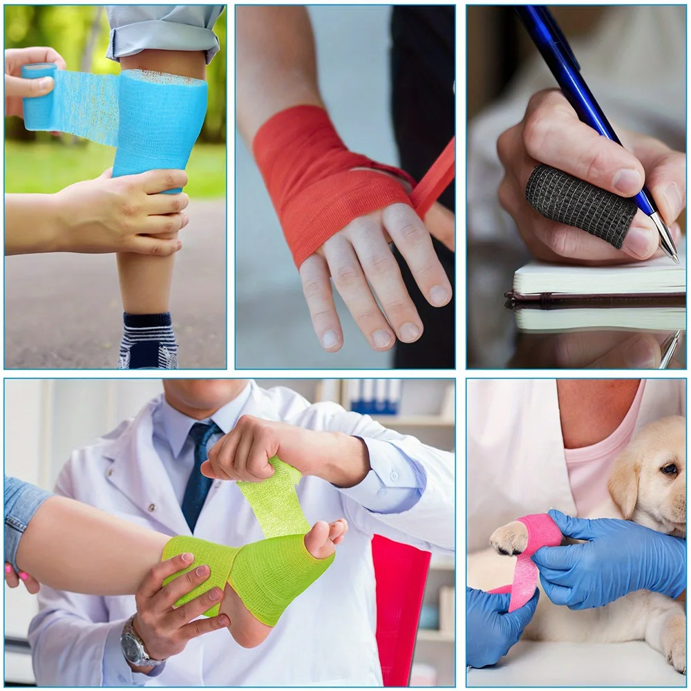 

6/24 Rolls Self Adhesive Bandage Wrap, Cohesive Bandage Wrap for Sport & Athletic, Breathable Vet Wrap for Wounds, 5cmX4.5m