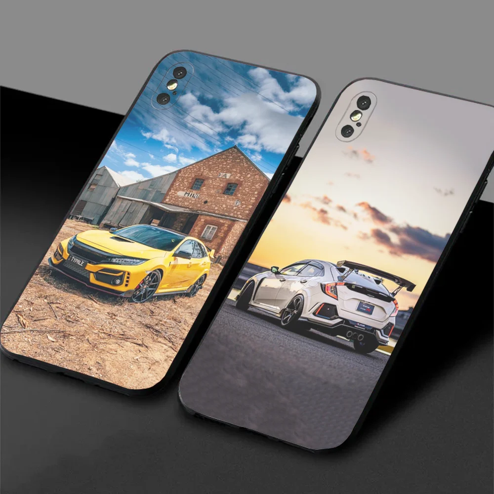 JDM Type R Civic Sport Car Phone Case For Samsung S24,23,22,30,21,10,9,Ultra,Plus,Lite,FE,5G Black Soft Case