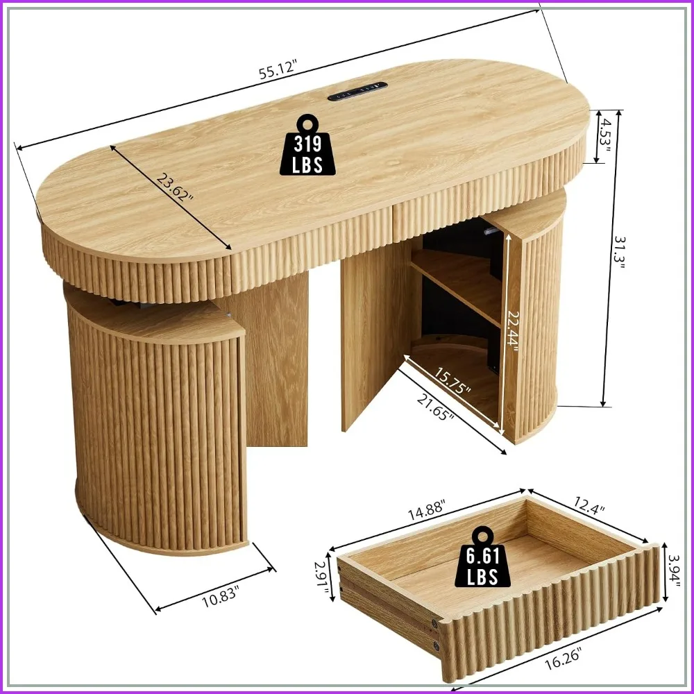 Electric Standing Desk with Storage, USB & Type-C Ports, Adjustable Height for Home Office
