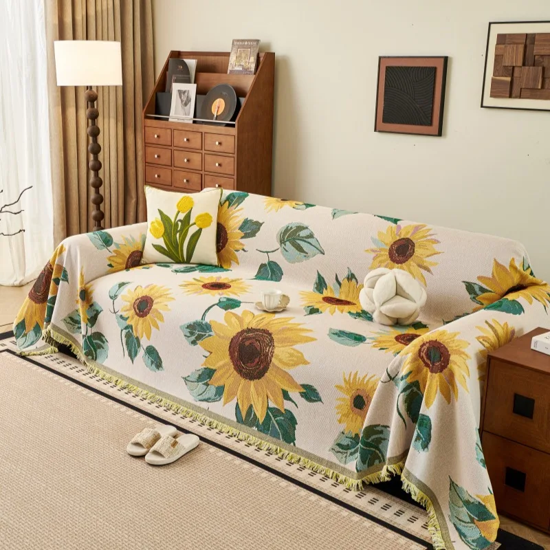 Sofa Towel High-end Flower New Cotton and Linen Sofa Cushion Cover Towel Universal in All Seasons New Non-slip Sofa Cover