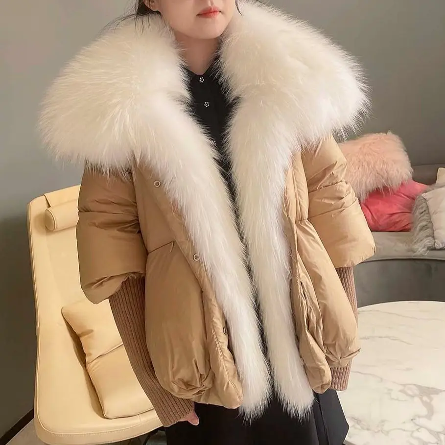 

JANEFUR Goose Down Jackets Women Luxury 2022 Detachable Real Fox Fur Collar Winter Fashion Thick Warm Female Puffer Coat