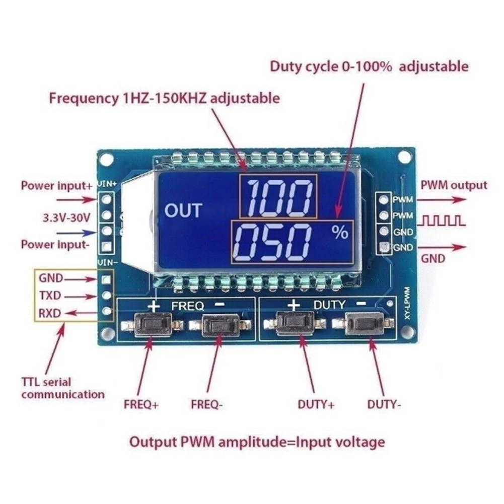 AliExpress HpLive 1Hz-150KHz Signal Generator PWM Pulse Frequency Duty Cycle Adjustable Module Rectangular Square Wave Digital LCD Display 3.3~30V