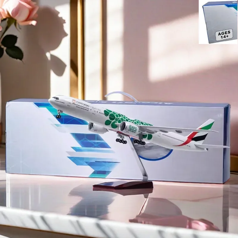 

47CM 1:157 Scale Diecast Resin Model Emirates Expo 2020 DUBAIAUE Airlines Boeing 777 Airplane Airbus Collection Display Toys Fan
