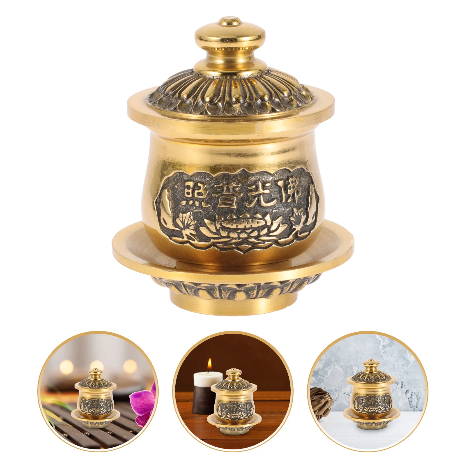 Buddhist Copper Cup Exquisite Holy Water Offering Container Ritual Bowl for Temple Worship Water Offering Cup
