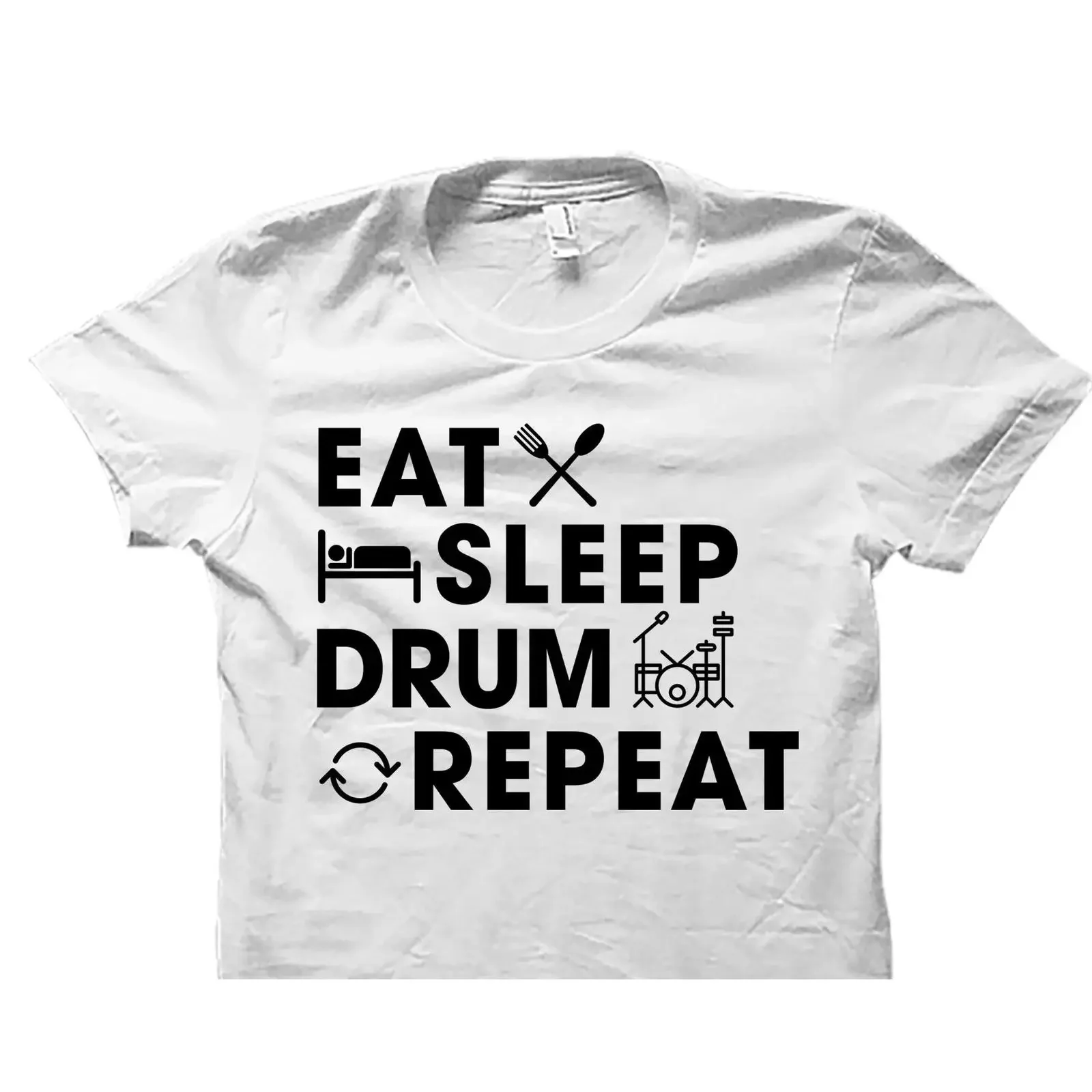 Eat Sleep Drum Repeat Funny Drummer T Shirt Percussionist for Player Drumming Casual  vintage Washed Stylish graphic fashion