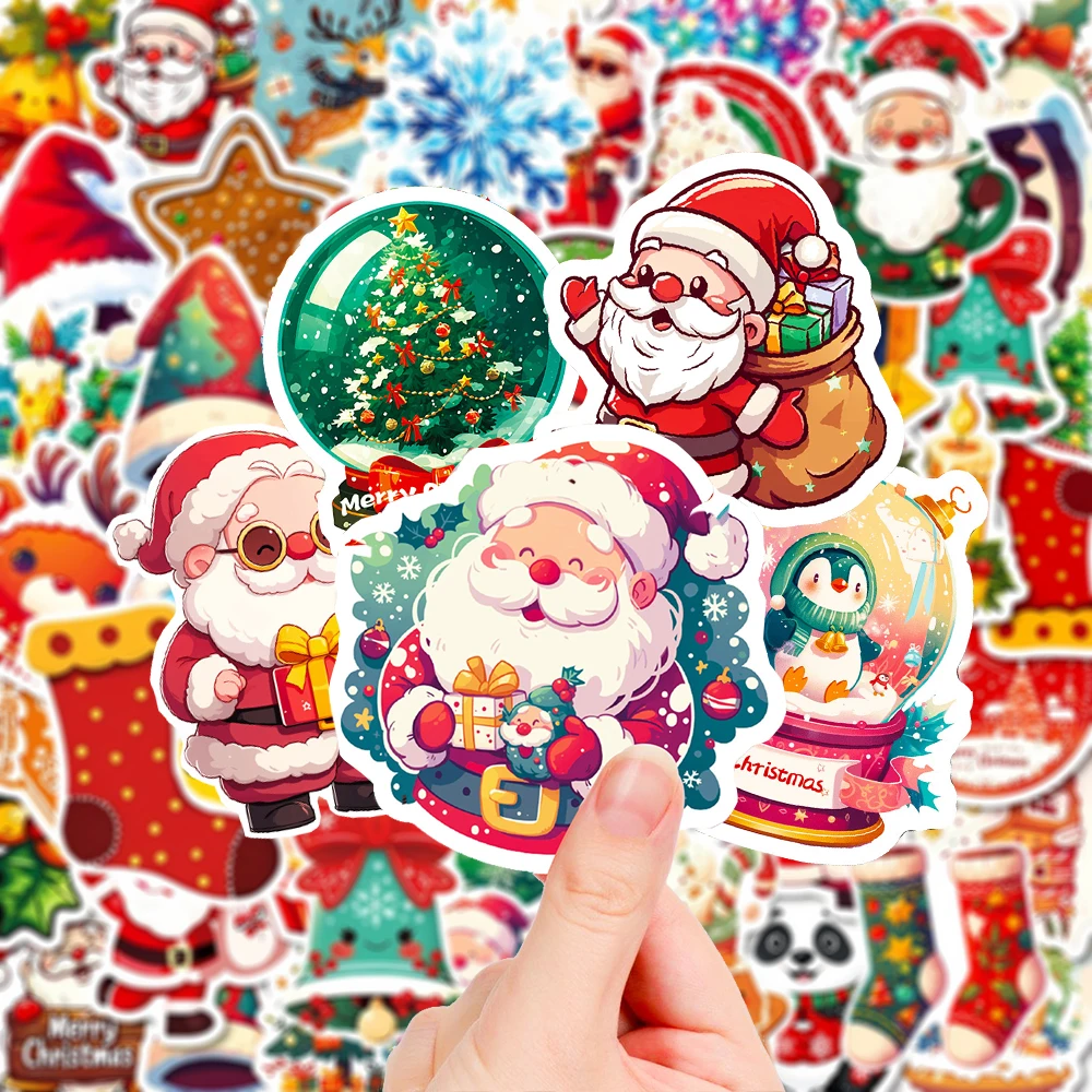10/30/50/100pcs Del Fumetto Di Natale Adesivi Vintage Estetica Decorazione Della Decalcomania Sveglio di Babbo Natale Adesivo FAI DA TE Notebook Chitarra Telefono