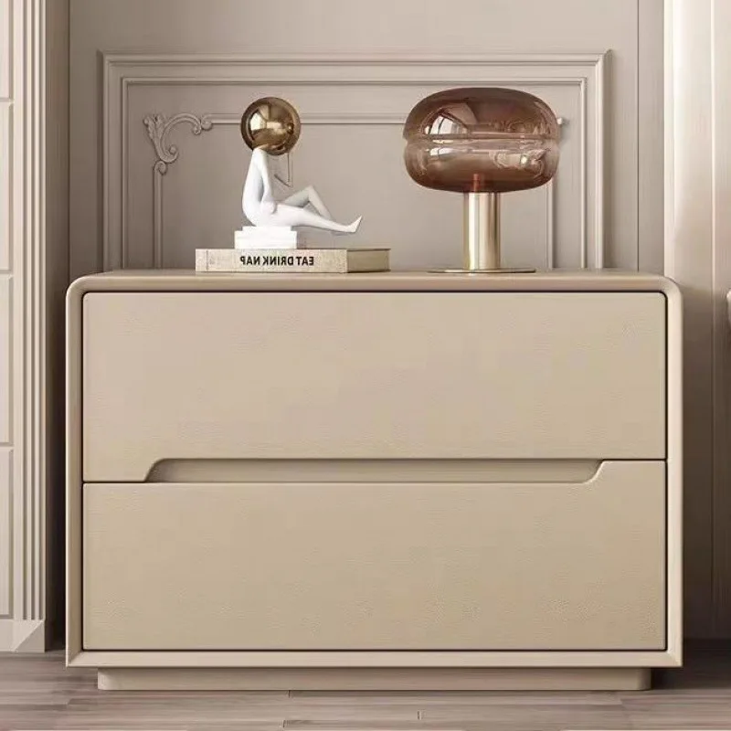 Solid Wood Bedside Table Modern Simple Installation-free Bedroom Household Bedside Table Cream Wind Light Luxury High-end Locker