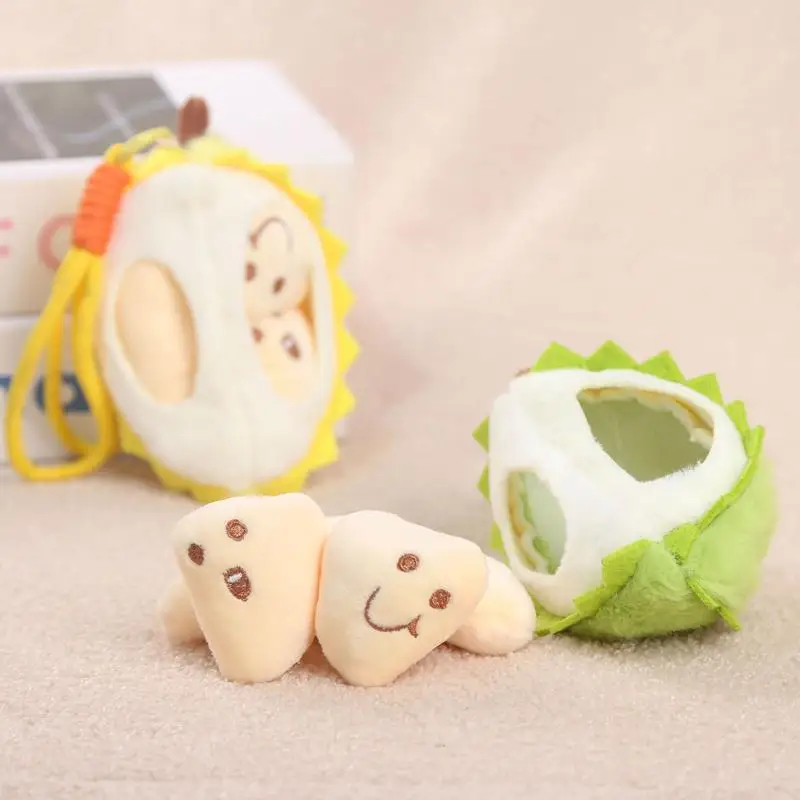 

1Pcs Unfasten Durian Plush Doll School Satchel Adornment Keychain Endearing Fruit Car Trinket Children's Toy