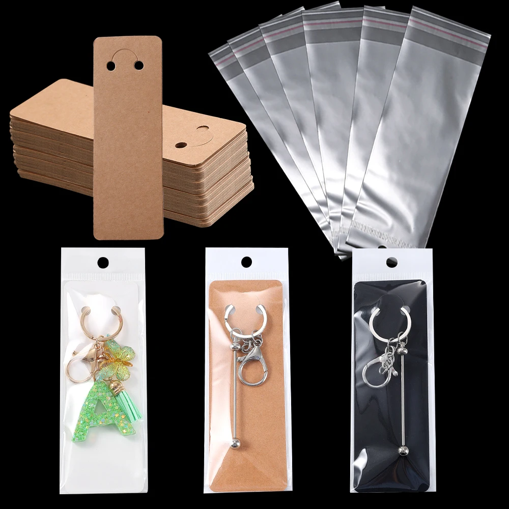 100-teiliges Schmuckverpackungsset, 50 Displaykarten aus Pappe und 50 transparente Ziplock-Beutel für die Schmuckpräsentation und Bastelverpackungen – Detail 1