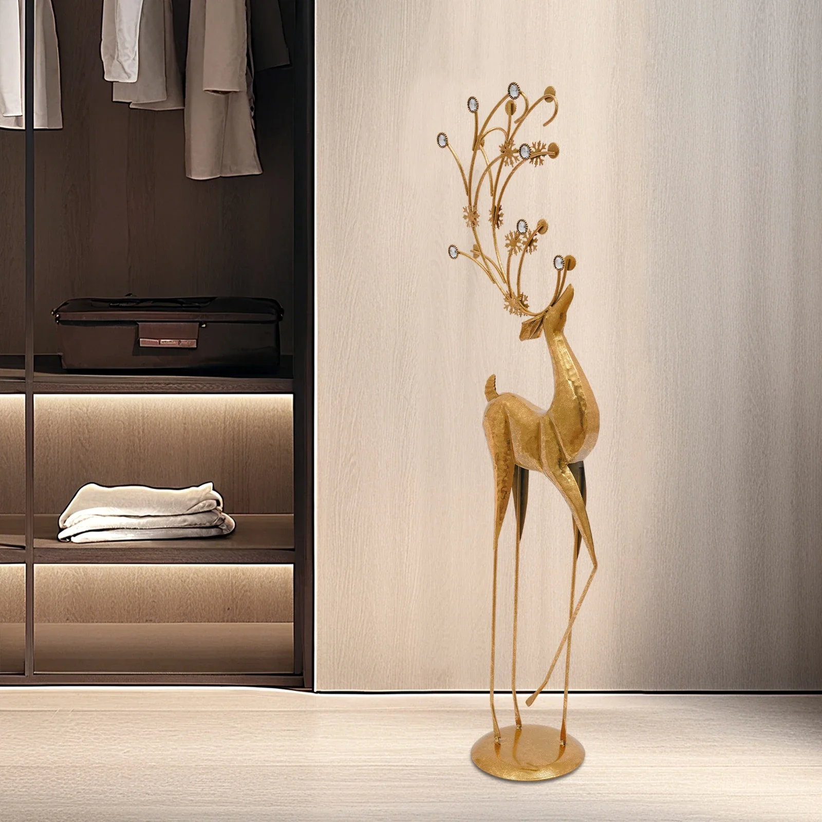 

House Studio Gold Reindeer Statue, Christmas Decoration Indoor Reindeer Statue, Large Christmas Reindeer Decor Statues