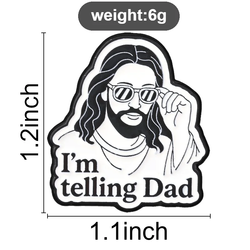 Im Telling Dad Jesus With Sunglasses Enamel Pin, Religious Meme Brooch For Christian Humor Lovers And Casual Style