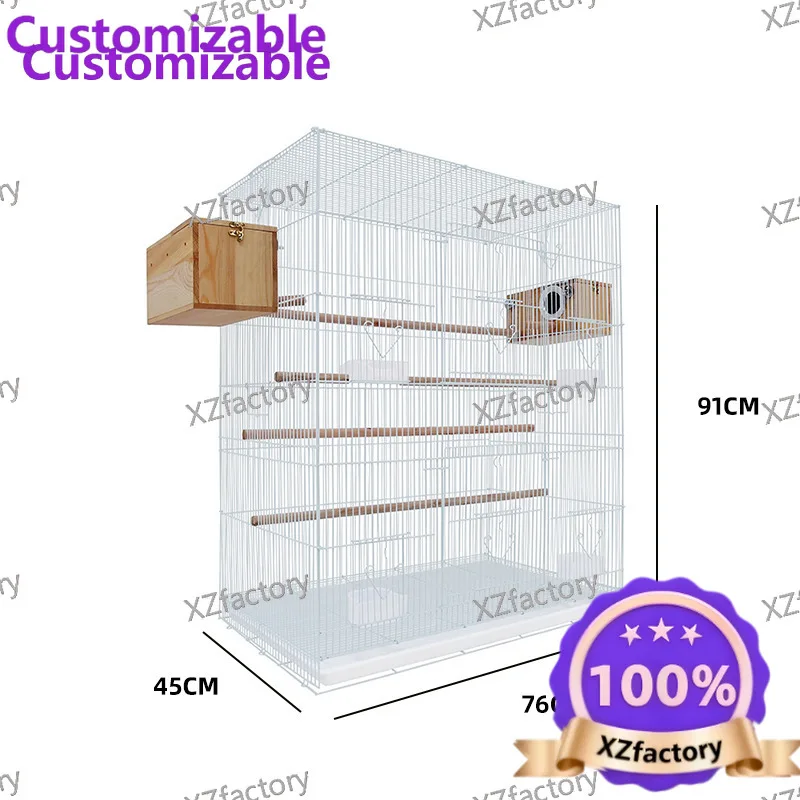 Extra Large Space Spray-Coated Wire Folding Parrot Cage for Home Use, Luxury Heightened Breeding Cage for Flock Birds