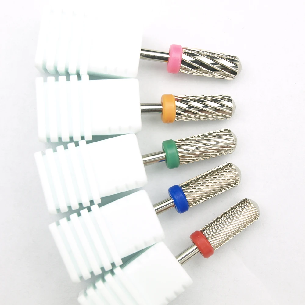 5mm Round Top Tungsten Carbide Nail Drill Bit – Silver Plated, Dual Rotation, 2.35mm Shank Nail Tool