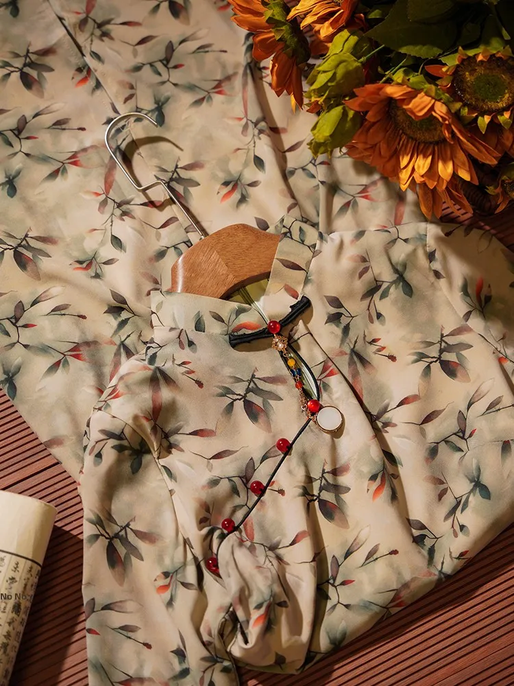 

Spring New Sle Chinese Floral Print Beautiful Unique National Sle Luxury High Sensation Retro Long Sve Dr