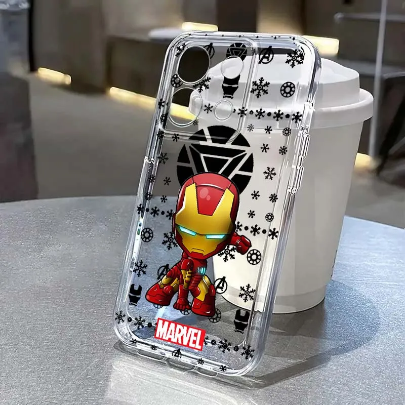 

Marvel Iron Man Anime Phone Case For Xiaomi Redmi Note 8 8T 9 9T 11E 12 13 14 Pro Plus Turbo 5G Fashion TPU Transparent