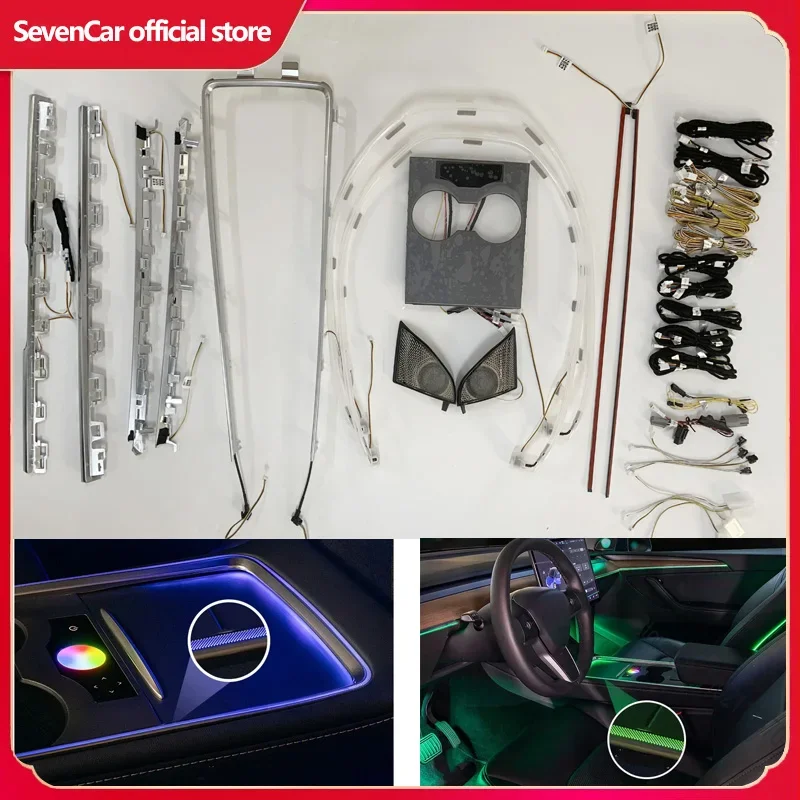 For Model 3 model 3/Y 2021-2023 Inter Lamp Touch Control Inter Flow Dynamic Laser Ambient Light Center Pillar Horn Cover