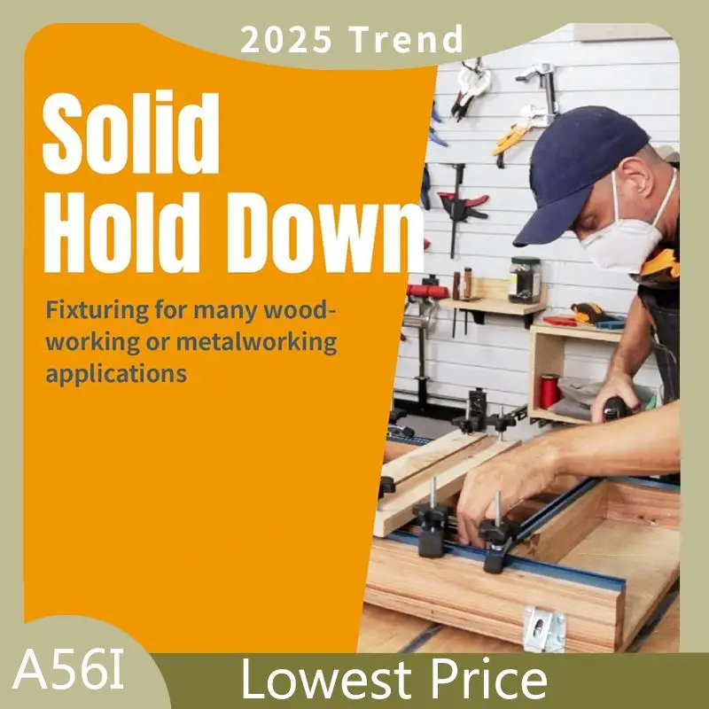 

A56I Top 6Pack T-Track Hold Down Clamp With T Bolts & Silder,Aluminum Alloy T Track Clamps For Woodworking