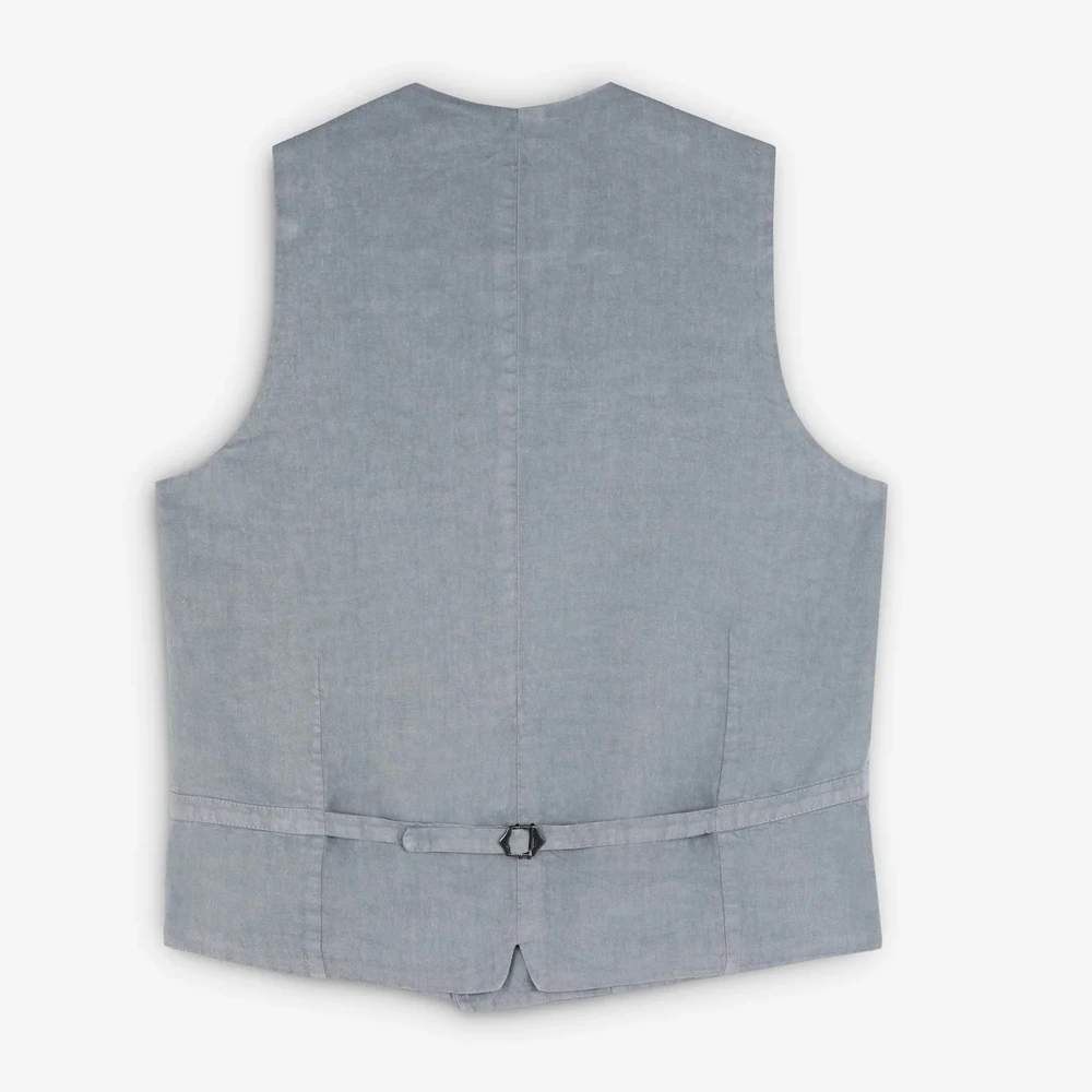 Casual Vest Man Double-breasted ผ้าลินินผ้าเสื้อสําหรับชายตรงกระเป๋าผ้าคลุมไหล่ทํางานฤดูร้อนเสื้อกั๊กแฟชั่นชุดผู้ชาย