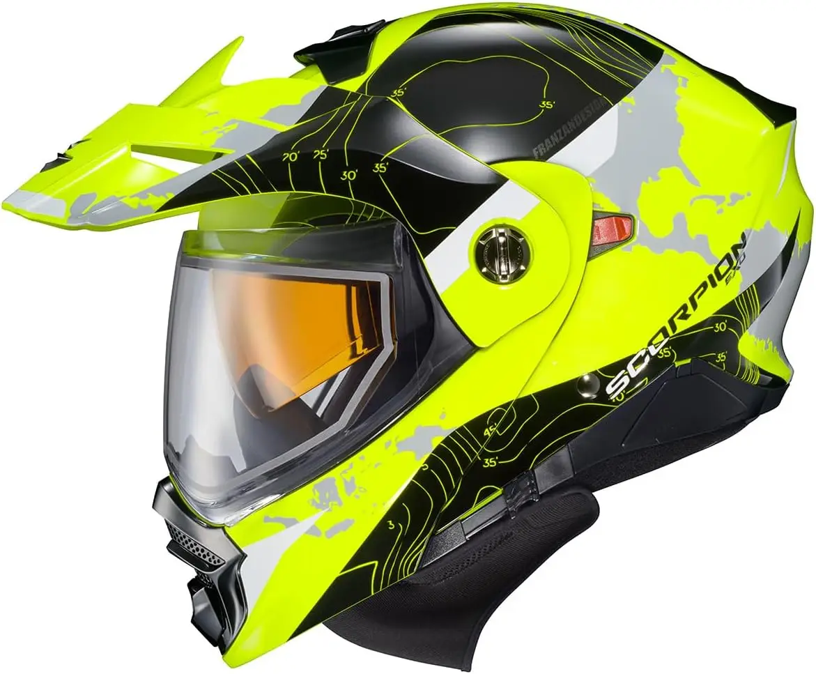 

AT960 Cold Weather Adventure Snowmobile Modular Helmet Dual Pane Shield with Breath Box and Bluetooth Ready Speaker Pockets Topo