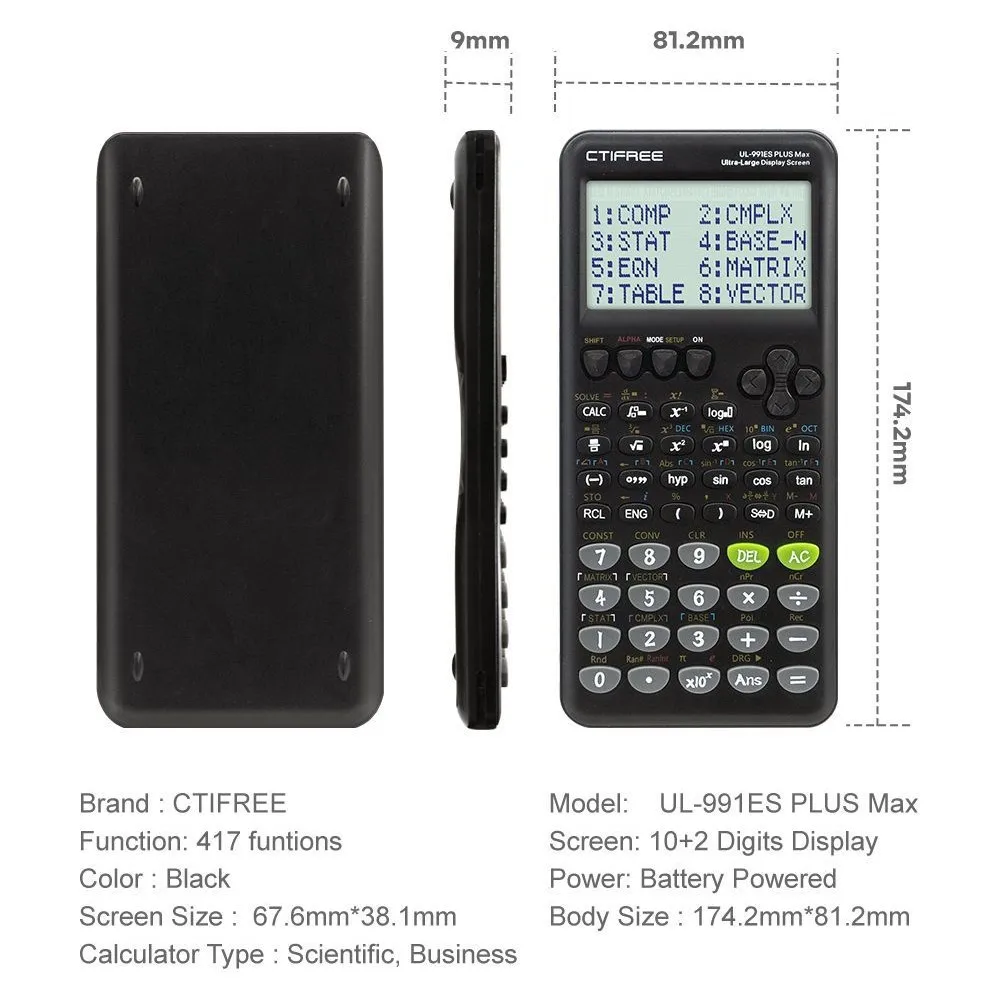 991ESPLUS2nd Scientific Calculator Function Calculator Student Exam 417 Features