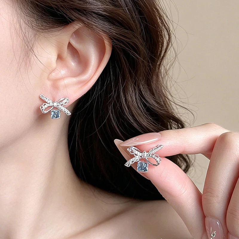GANPUP Süße Funkelnde Schleifenförmige Kubische Zirkonia Ohrstecker für Frauen Neue Mode Ohrschmuck Party Valentinstagsgeschenk сережки – Detail 1